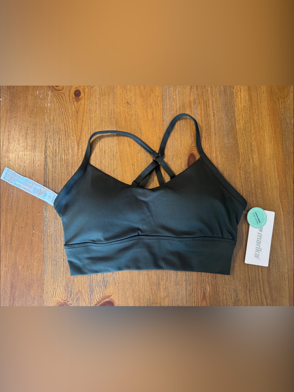 NWT Marika Dark Green Crisscross Back Sports Bra Small